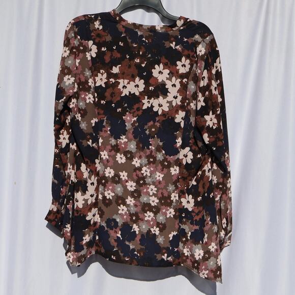 Simply Vera Vera Wang Floral Print Long Sleeve Button Front Top PXL - Picture 6 of 6